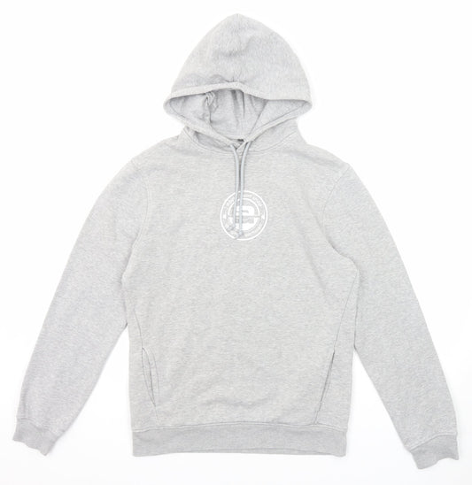 B&C Mens Grey Cotton Pullover Hoodie Size S