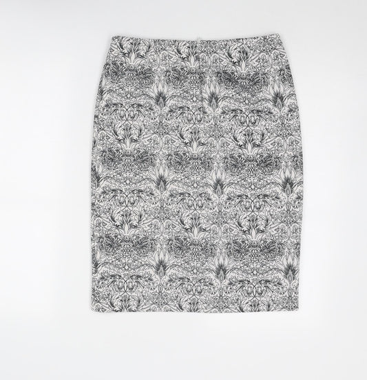 Mango Womens White Geometric Polyester A-Line Skirt Size 30 in Zip
