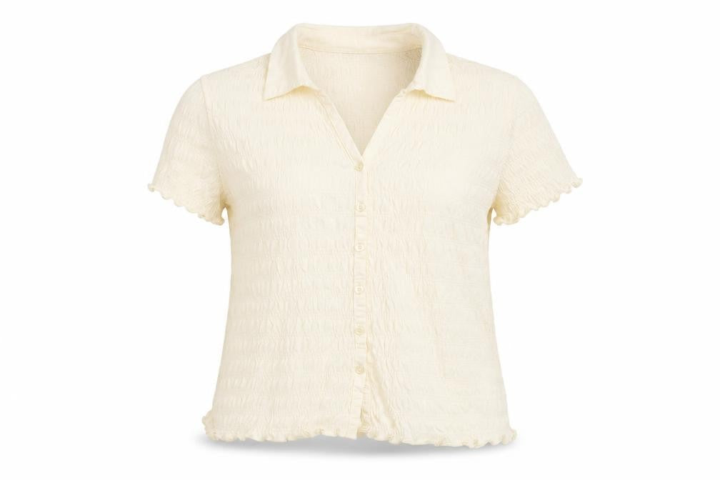 Damart Womens Ivory Cotton Basic Button-Up Size 20 Collared - Textured