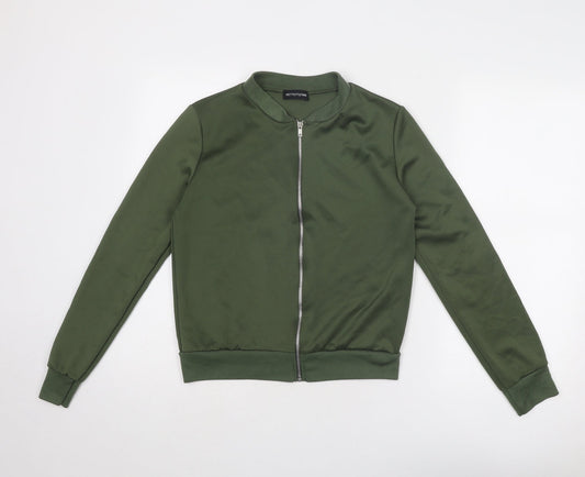 PRETTYLITTLETHING Womens Green Bomber Jacket Jacket Size S Zip - Size S-M