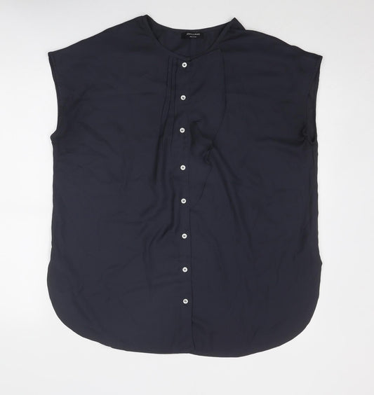 JD Williams Womens Grey Polyester Basic Button-Up Size 12 Round Neck