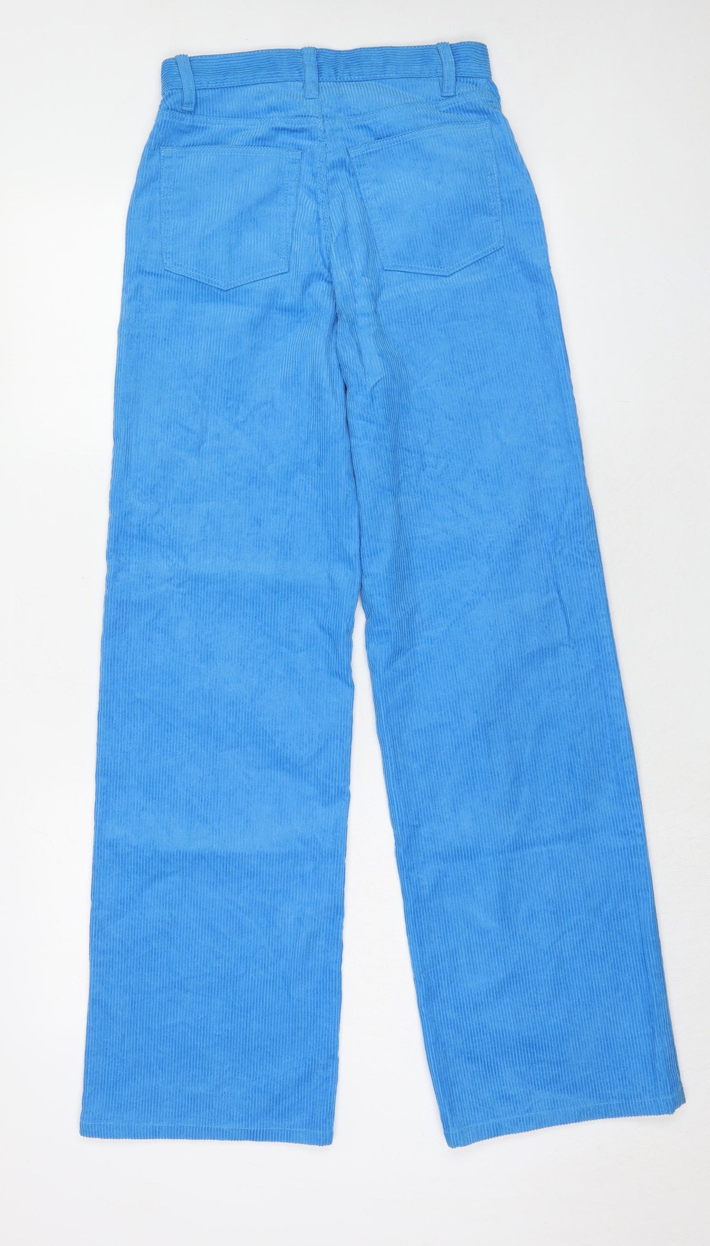 Monki Womens Blue Cotton Trousers Size 6 Regular Zip