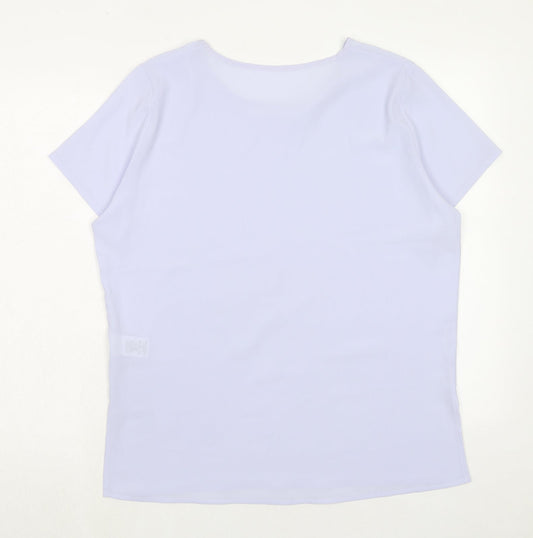 St. Bernard Womens Purple Polyester Basic T-Shirt Size 14 Round Neck