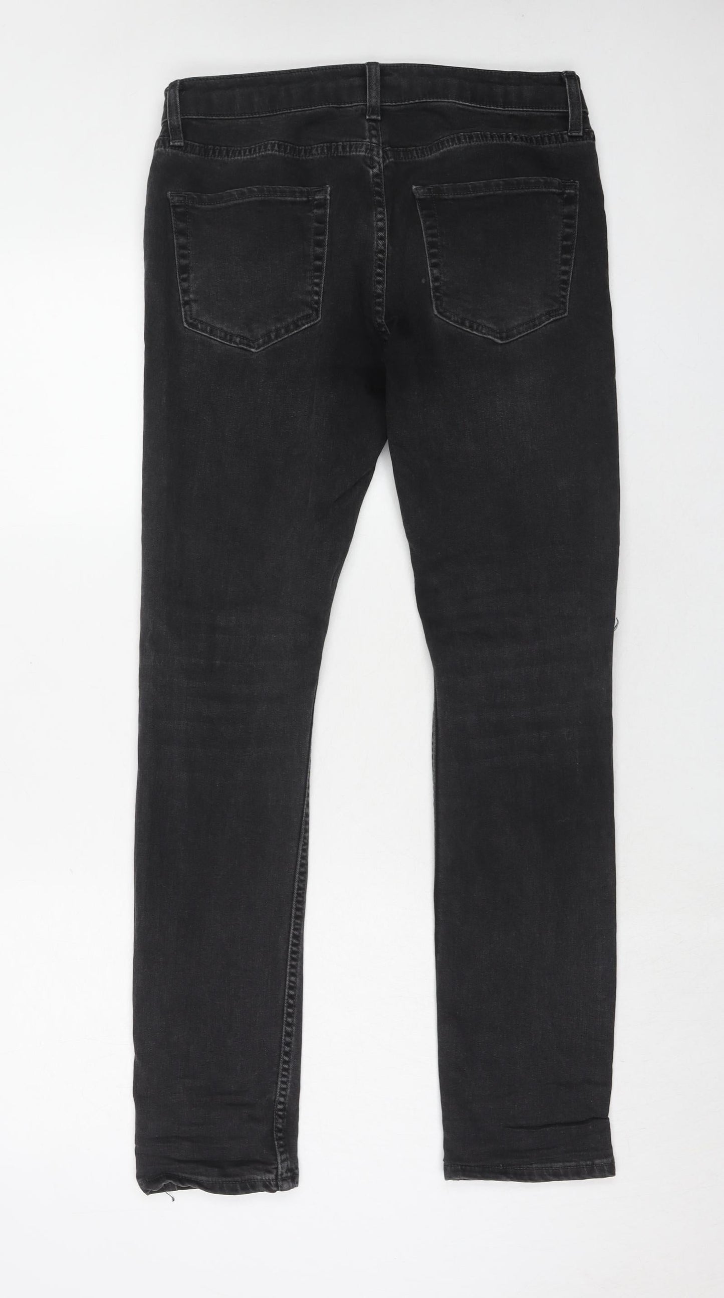 Topman Mens Black Cotton Skinny Jeans Size 30 in L30 in Regular Button