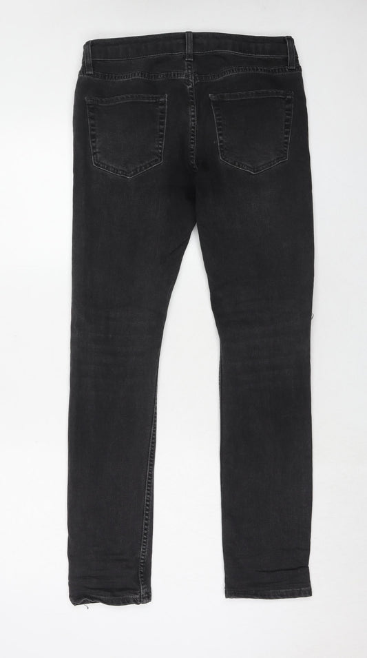 Topman Mens Black Cotton Skinny Jeans Size 30 in L30 in Regular Button