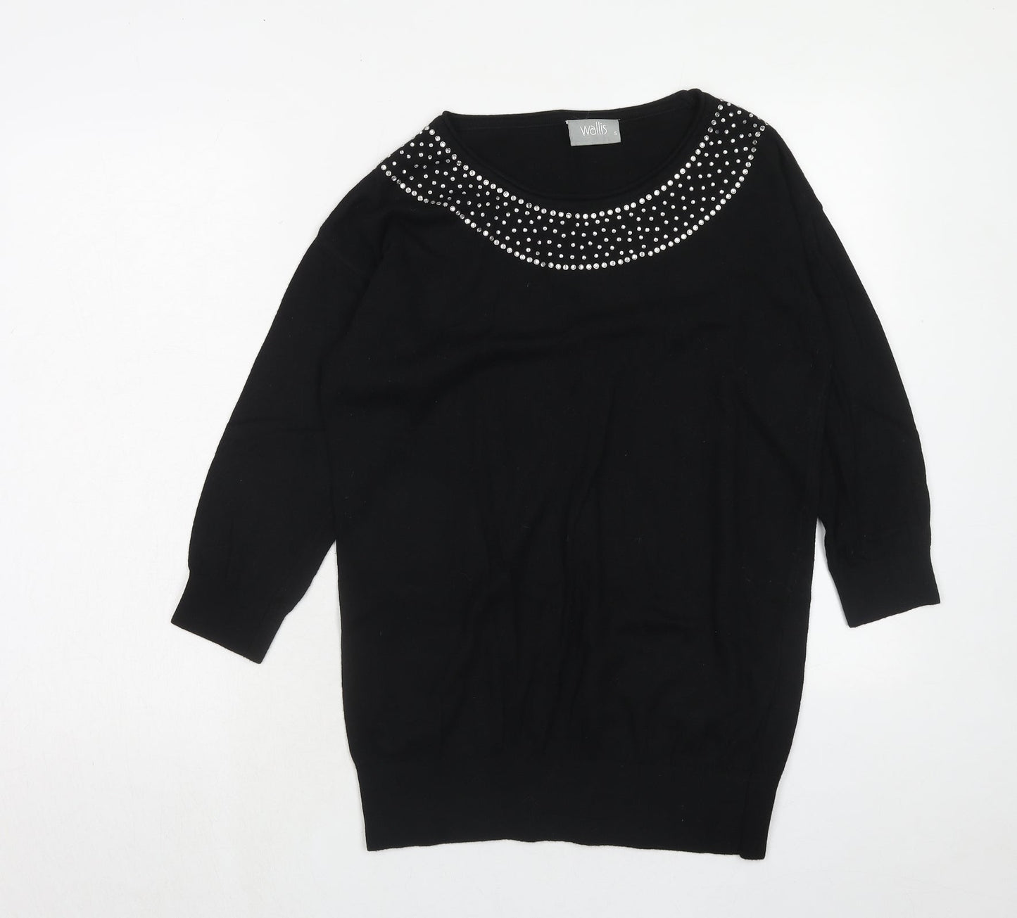 Wallis Womens Black Boat Neck Viscose Pullover Jumper Size S
