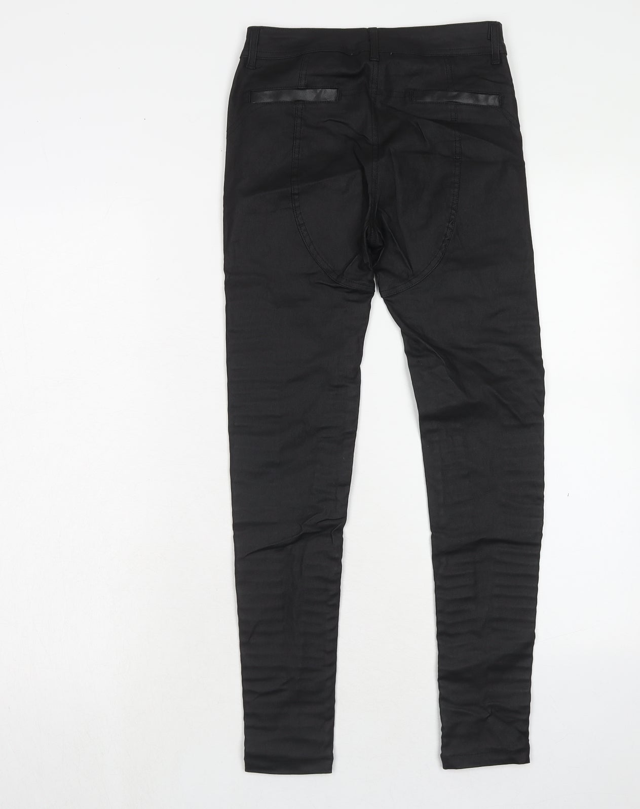 Emma & Ashley Design Womens Black Polyester Trousers Size S Regular Button - Leather Look