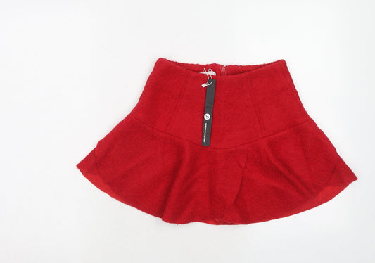Mystery Womens Red Acrylic Skater Skirt Size S Zip