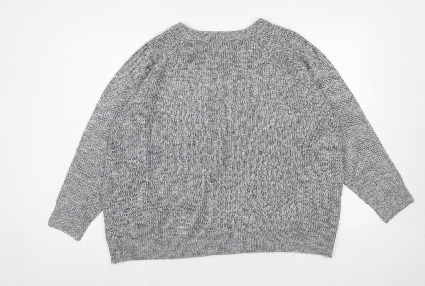 Intuition Womens Grey Round Neck Acrylic Pullover Jumper Size 20