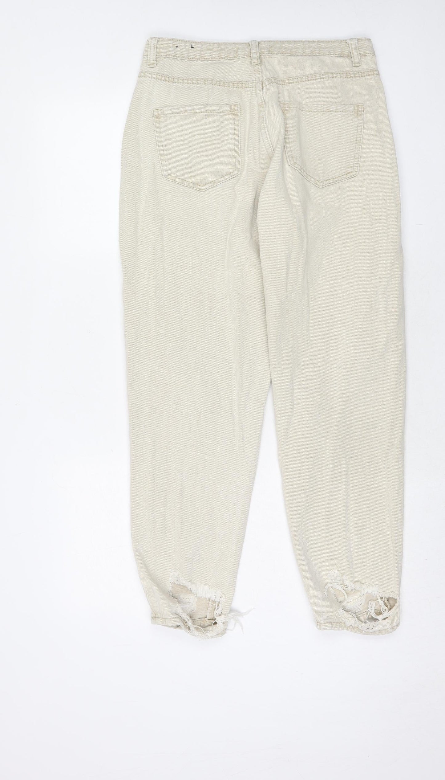 Missguided Womens Beige Cotton Mom Jeans Size 12 Regular Zip