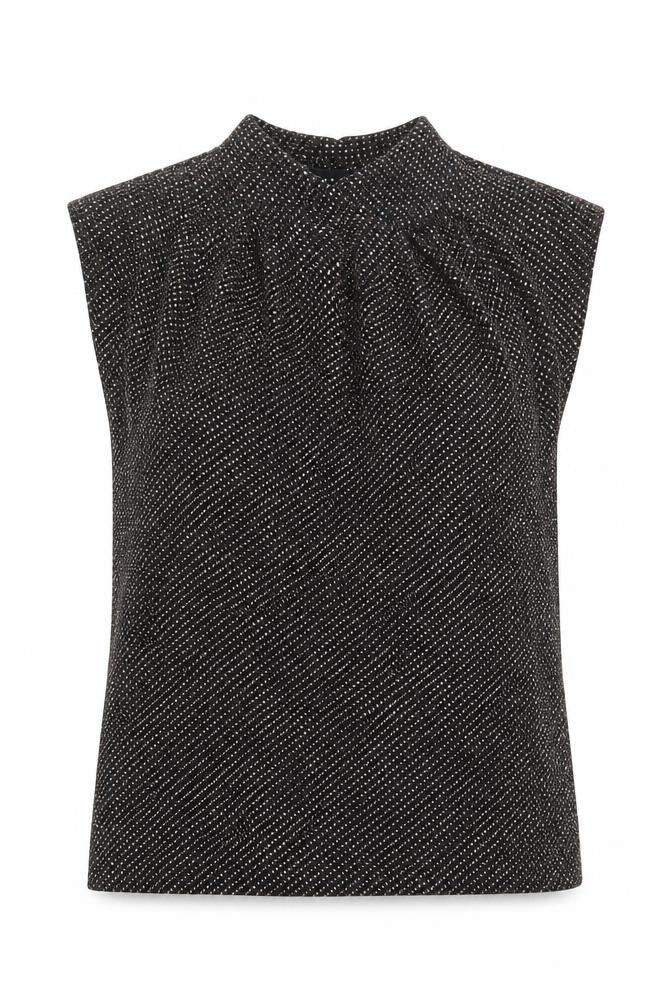 New Look Womens Black Nylon Basic Blouse Size 8 Mock Neck