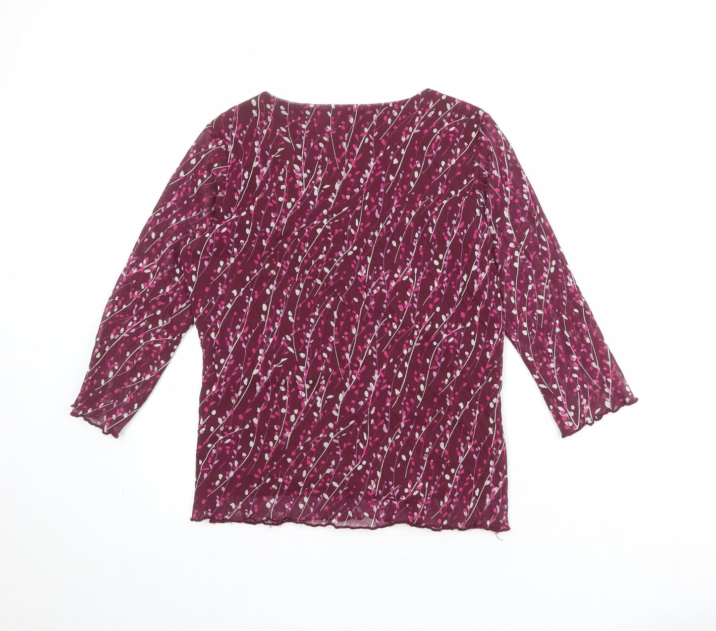 Bonmarché Womens Purple Geometric Nylon Basic Blouse Size S V-Neck