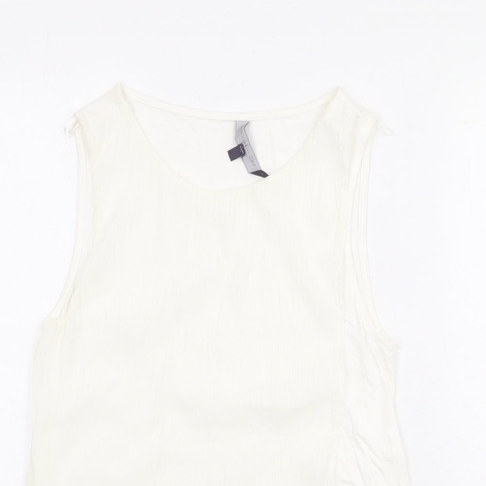 Marks and Spencer Womens Ivory Viscose Basic Tank Size 10 Boat Neck