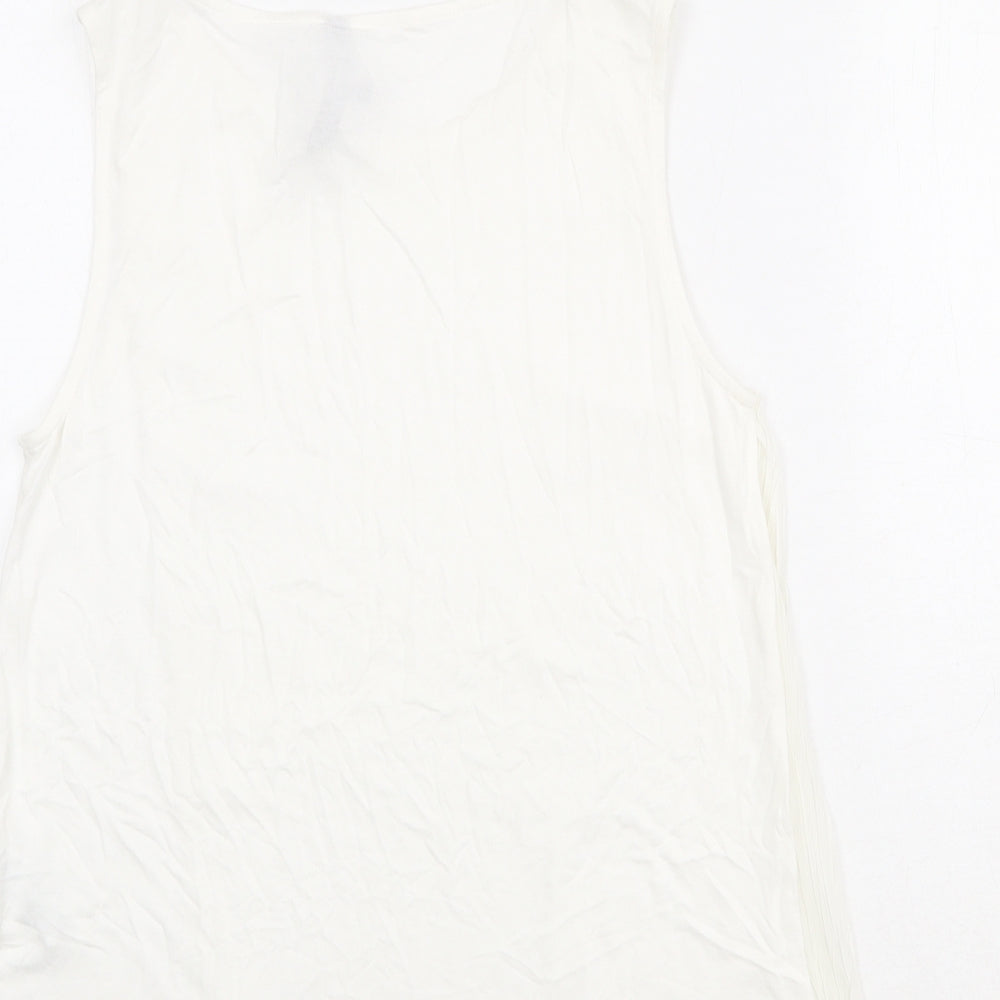 Marks and Spencer Womens Ivory Viscose Basic Tank Size 10 Boat Neck