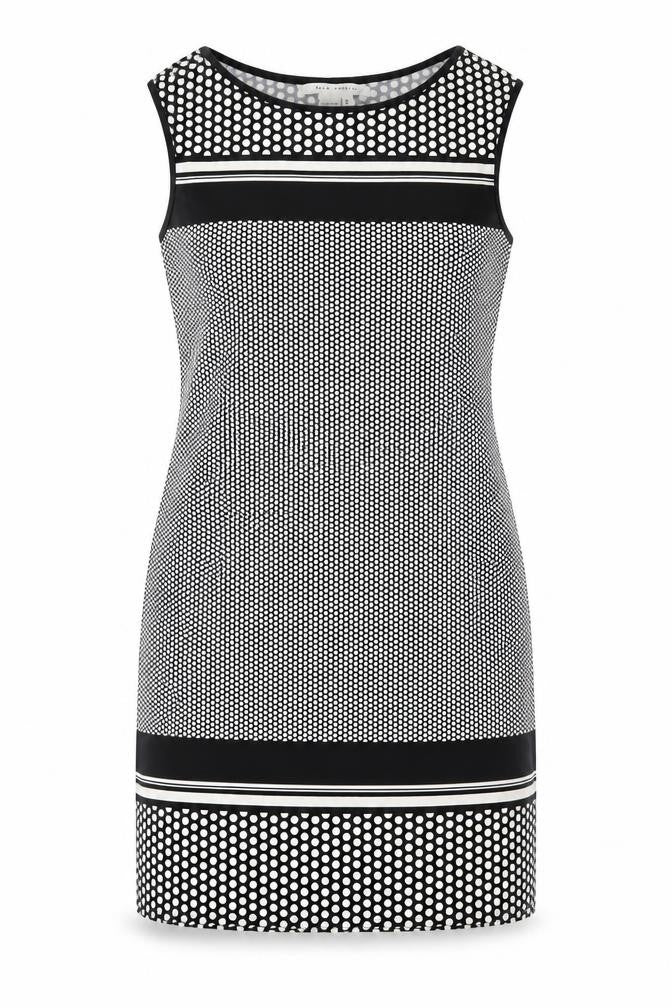 Max Studio Womens Black Polka Dot Polyester Shift Size S Boat Neck Pullover