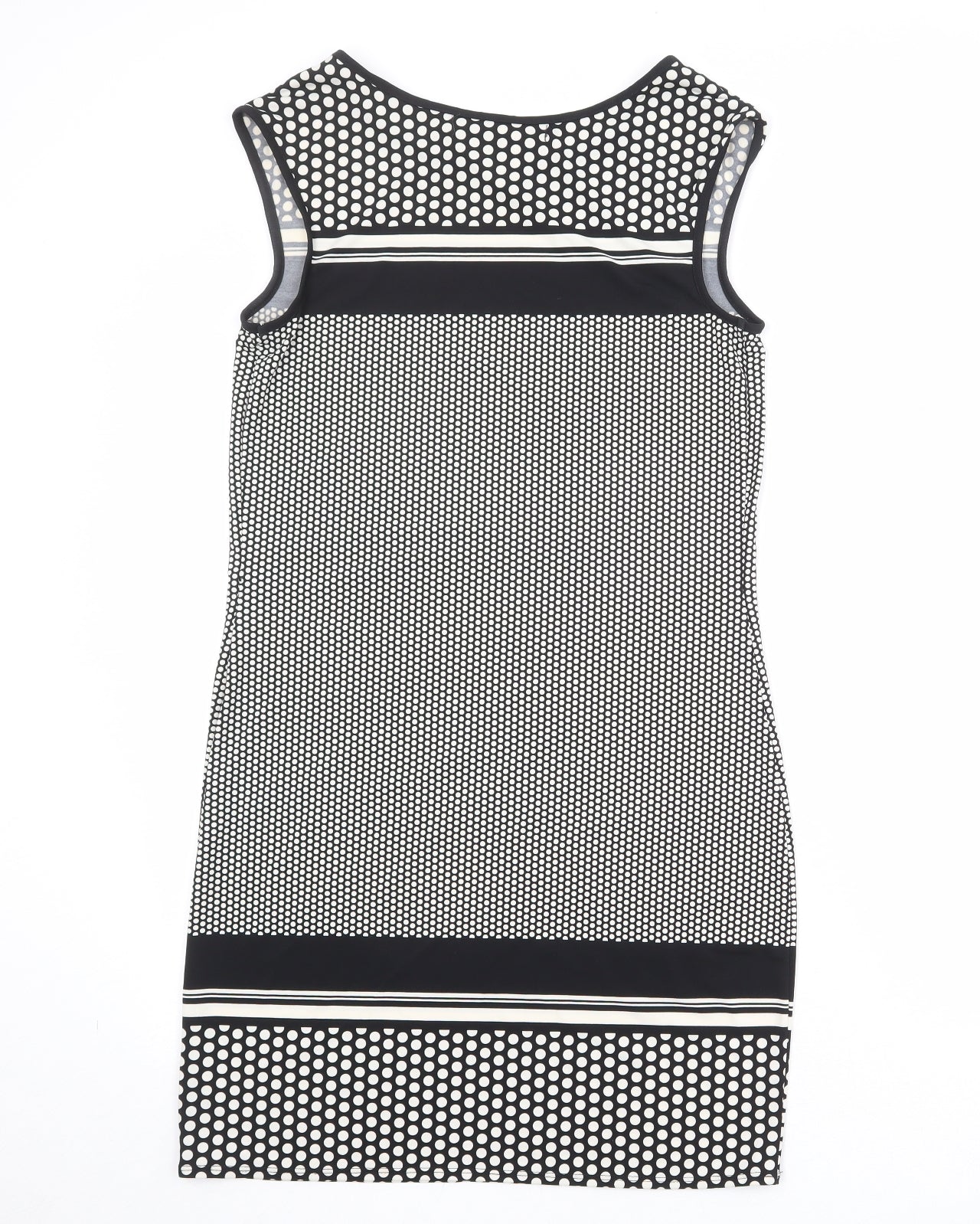 Max Studio Womens Black Polka Dot Polyester Shift Size S Boat Neck Pullover