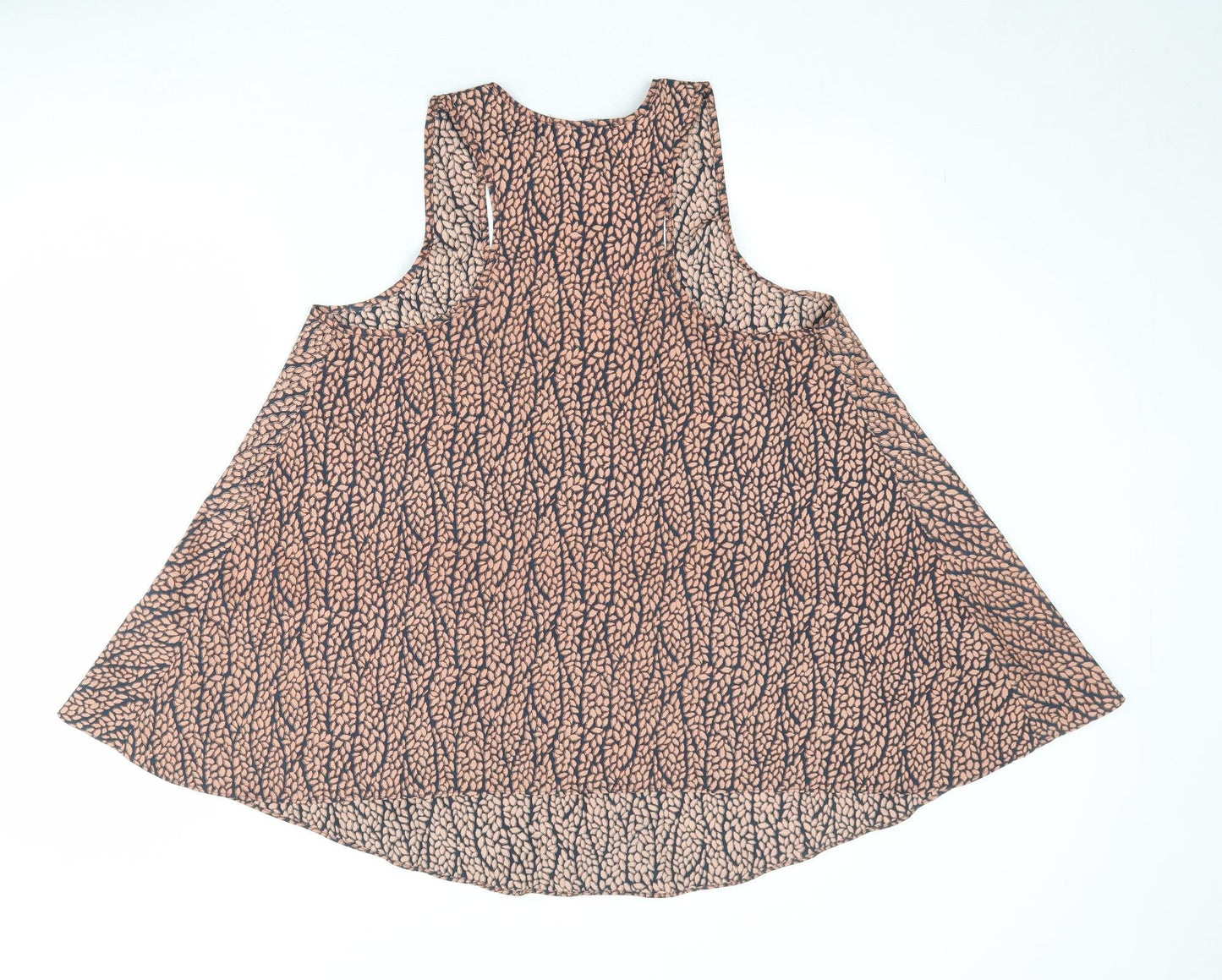 ASOS Womens Brown Geometric Polyester Basic Tank Size 14 Scoop Neck