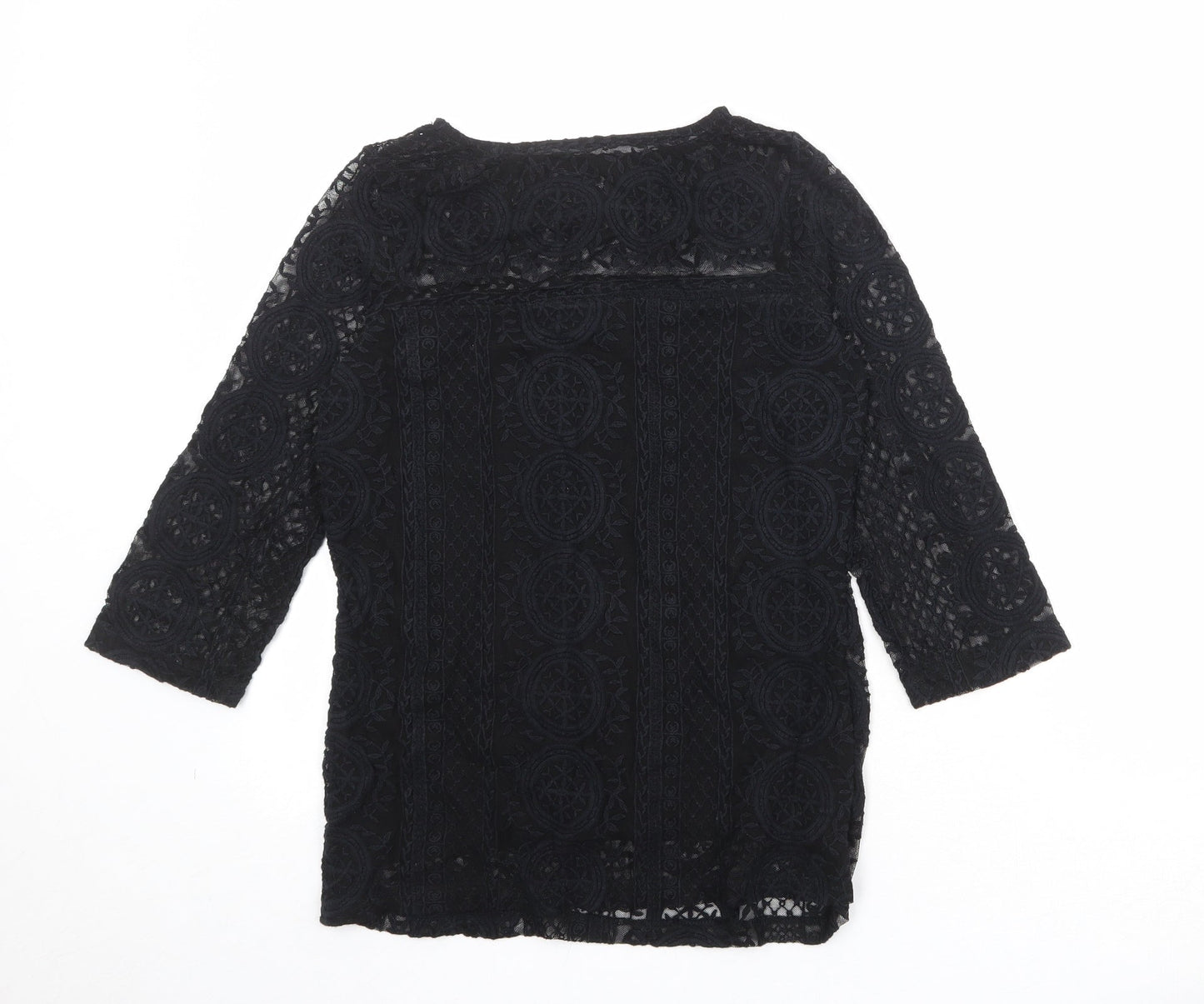 NEXT Womens Black Cotton Basic Blouse Size 8 Boat Neck