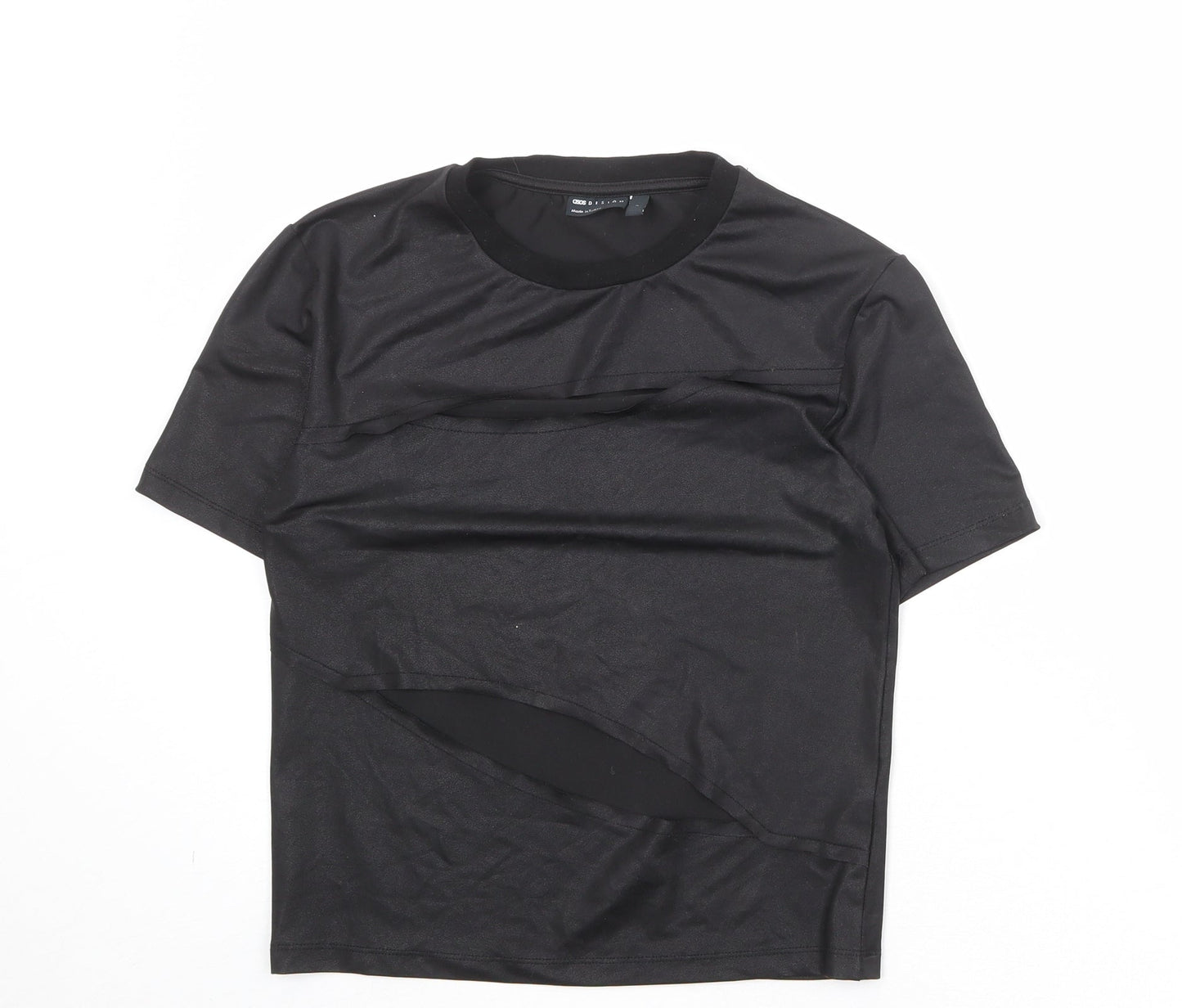 ASOS Womens Black Polyester Basic T-Shirt Size S Round Neck