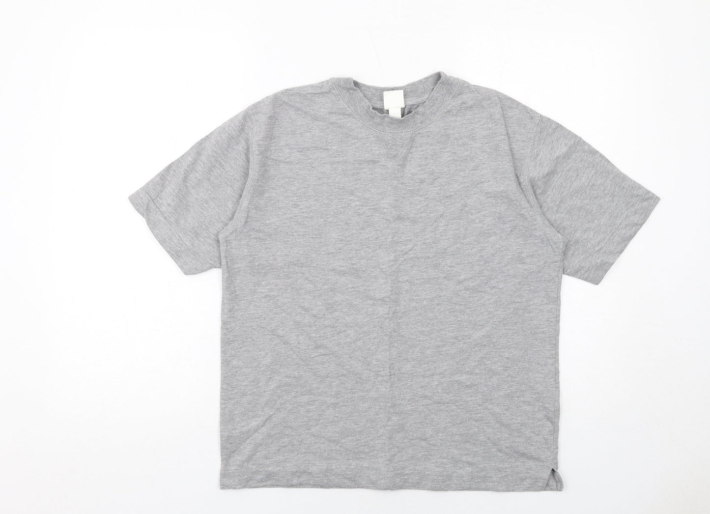 H&M Womens Grey Cotton Basic T-Shirt Size S Round Neck