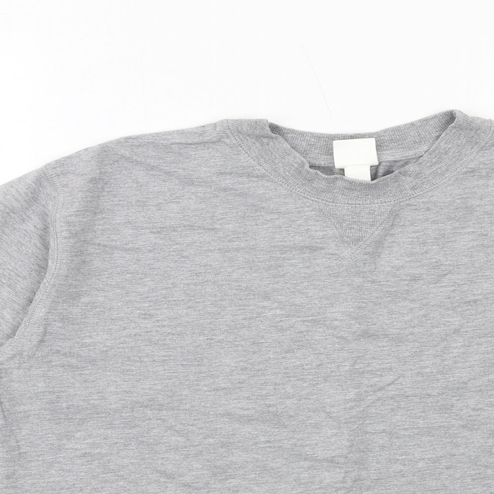 H&M Womens Grey Cotton Basic T-Shirt Size S Round Neck