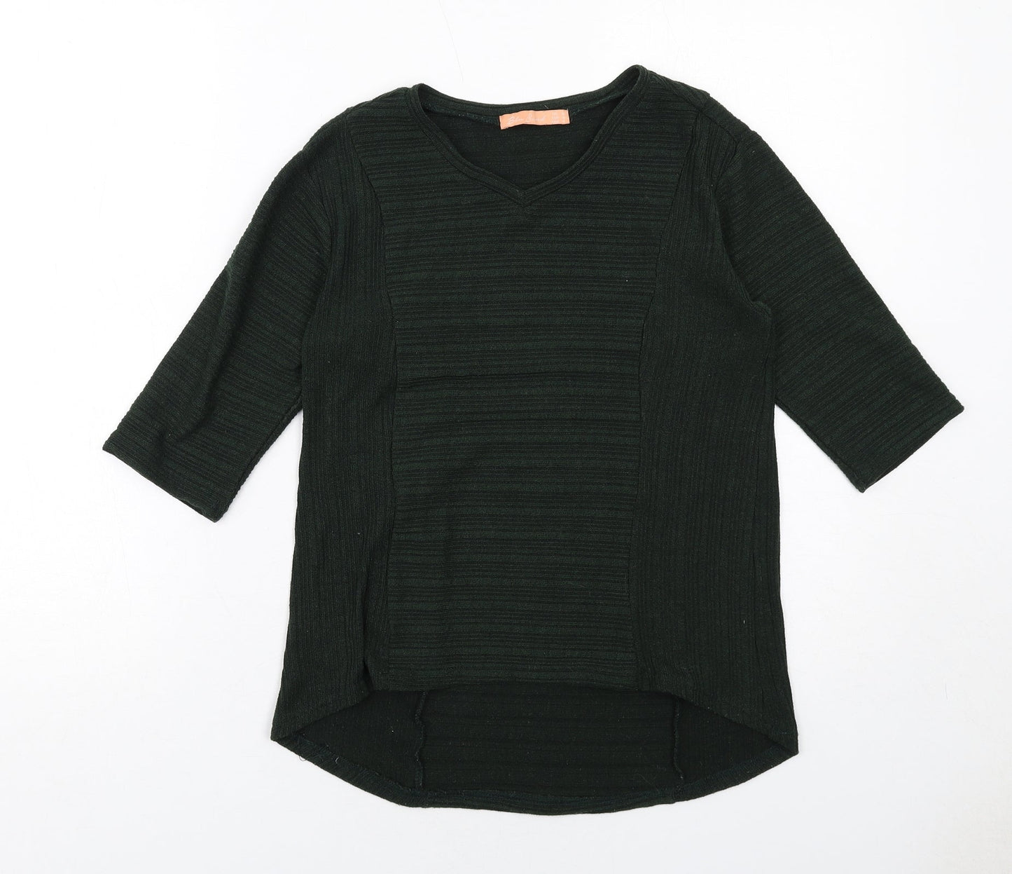 Blu Sand Womens Green V-Neck Cotton Pullover Jumper Size M