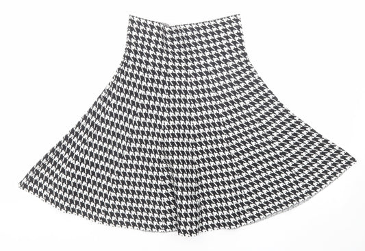 Formula Joven Womens Black Geometric Cotton Swing Skirt Size 8 - Houndstooth Pattern Size 22 Waist