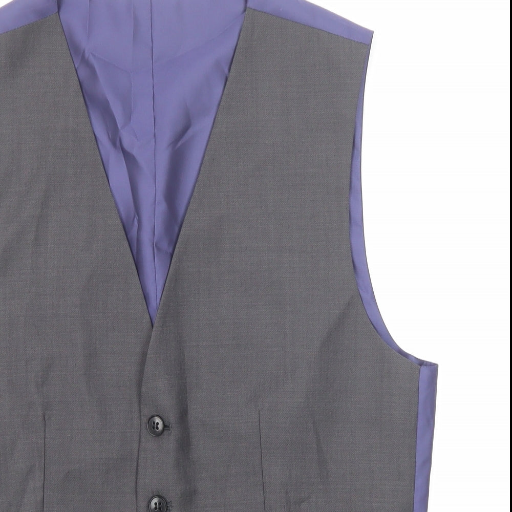 Marks and Spencer Mens Grey Wool Jacket Suit Waistcoat Size 36 Regular