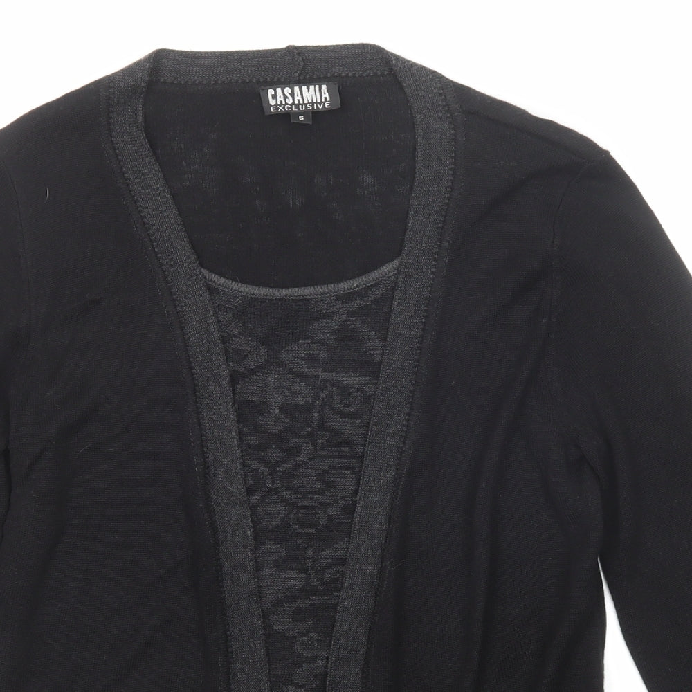 CASAMIA Womens Black Round Neck Geometric Viscose Pullover Jumper Size S - Twin Set