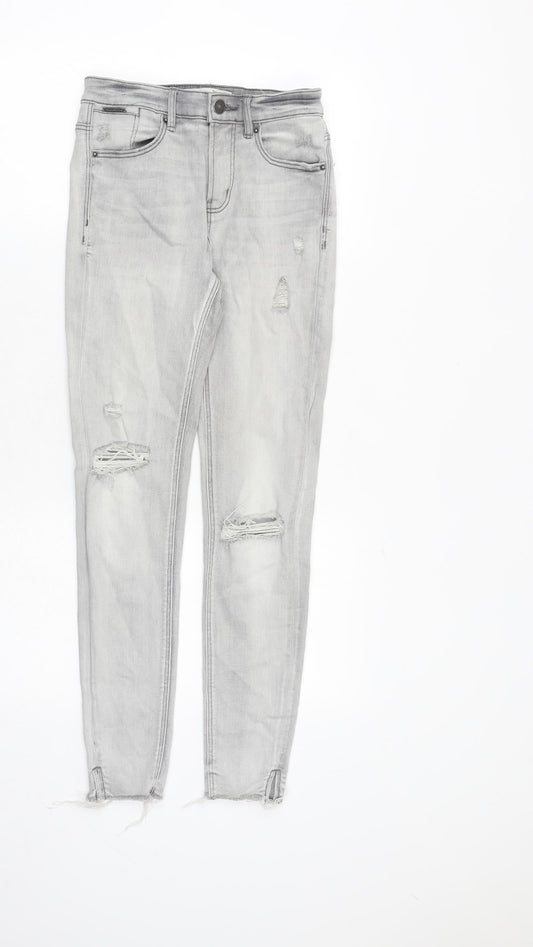 Stradivarius Womens Grey Cotton Skinny Jeans Size 6 Slim Zip