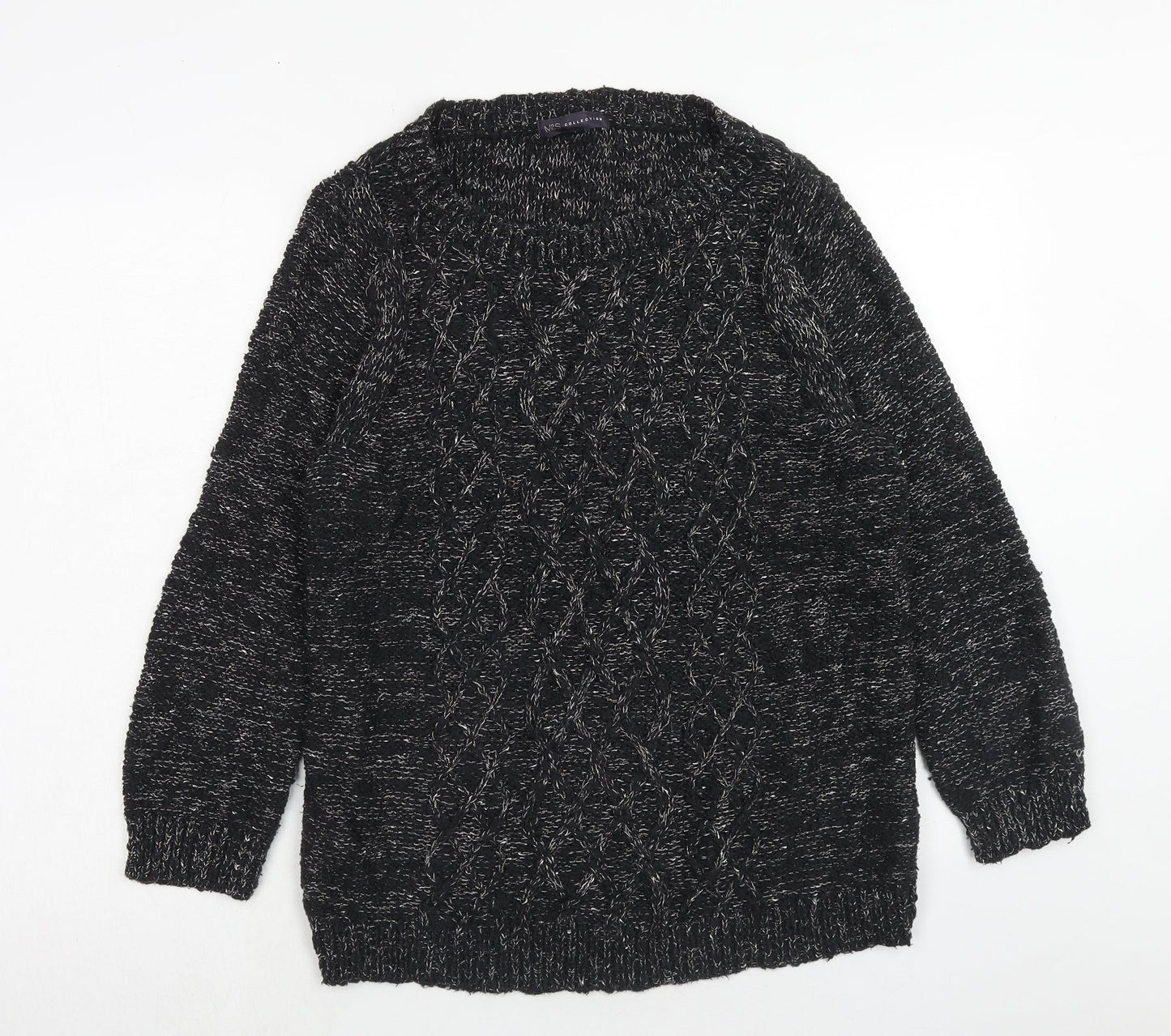 Marks and Spencer Womens Black Round Neck Cotton Pullover Jumper Size 10