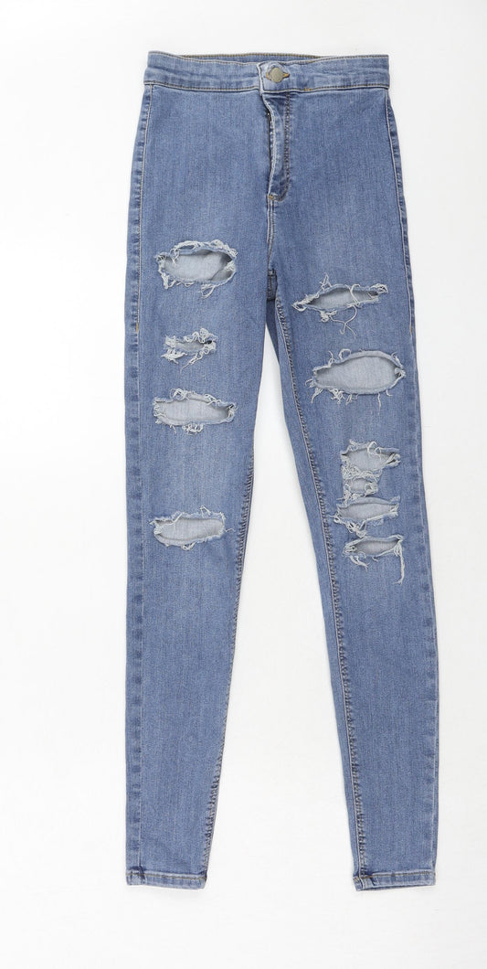 Topshop Womens Blue Cotton Skinny Jeans Size 26 in L32 in Regular Zip
