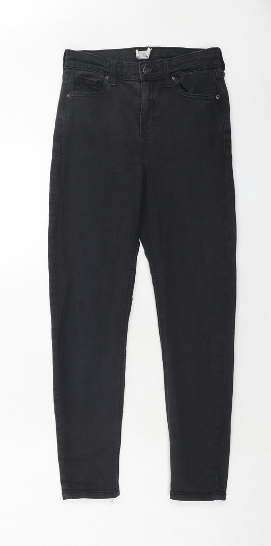 Topshop Womens Black Cotton Skinny Jeans Size 26 in L30 in Regular Zip