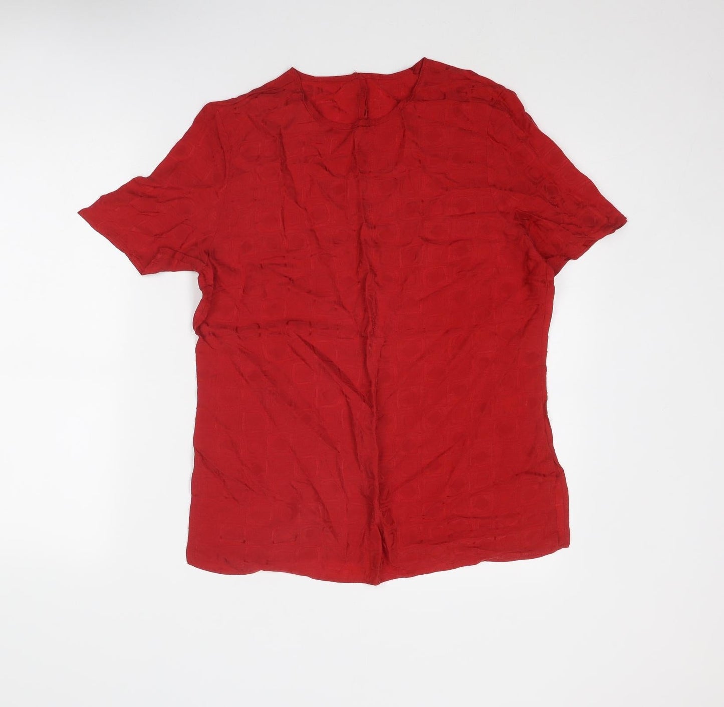 St Michael Womens Red Polyester Basic T-Shirt Size 12 Round Neck