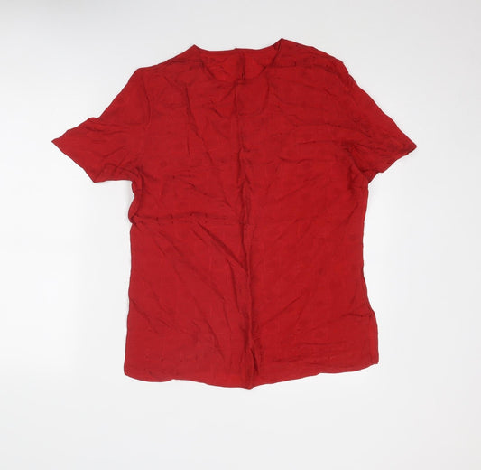 St Michael Womens Red Polyester Basic T-Shirt Size 12 Round Neck