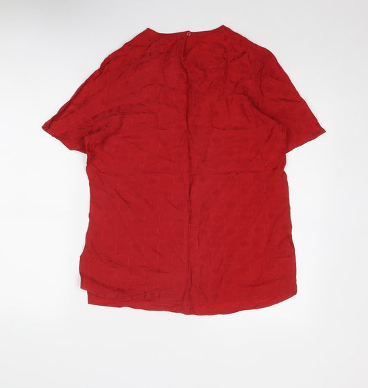 St Michael Womens Red Polyester Basic T-Shirt Size 12 Round Neck