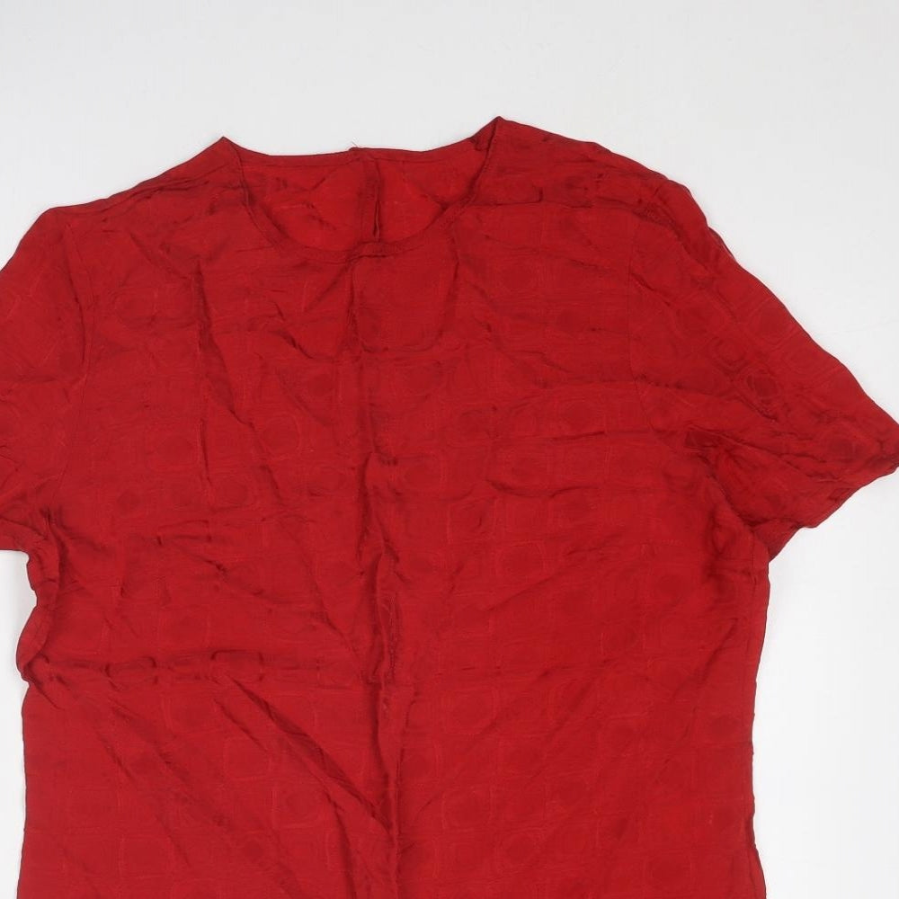 St Michael Womens Red Polyester Basic T-Shirt Size 12 Round Neck