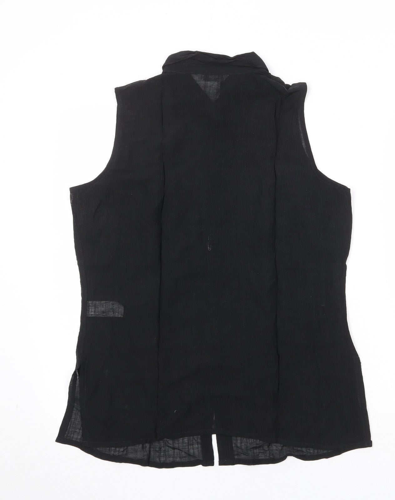 St Michael Womens Black Lyocell Basic Button-Up Size 12 Collared - Sheer