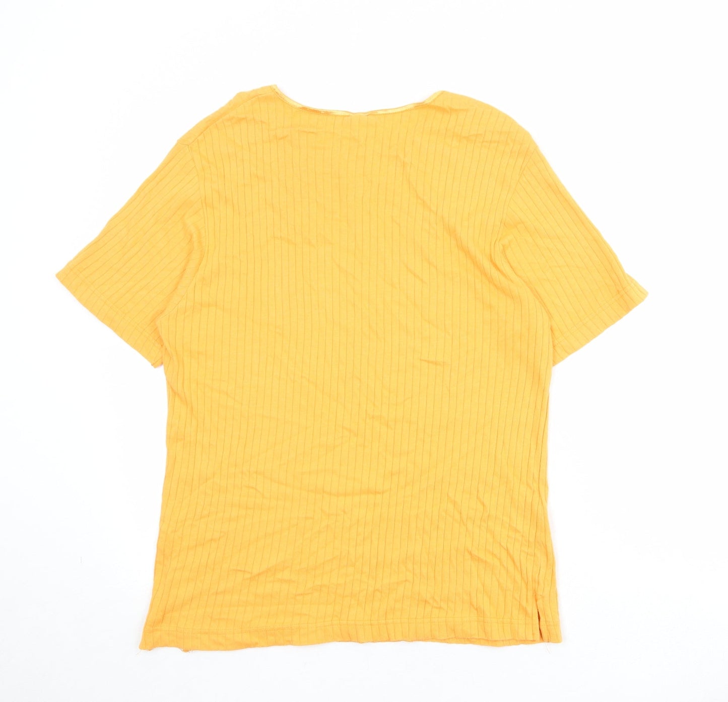 Canada Womens Orange Cotton Basic T-Shirt Size L Round Neck