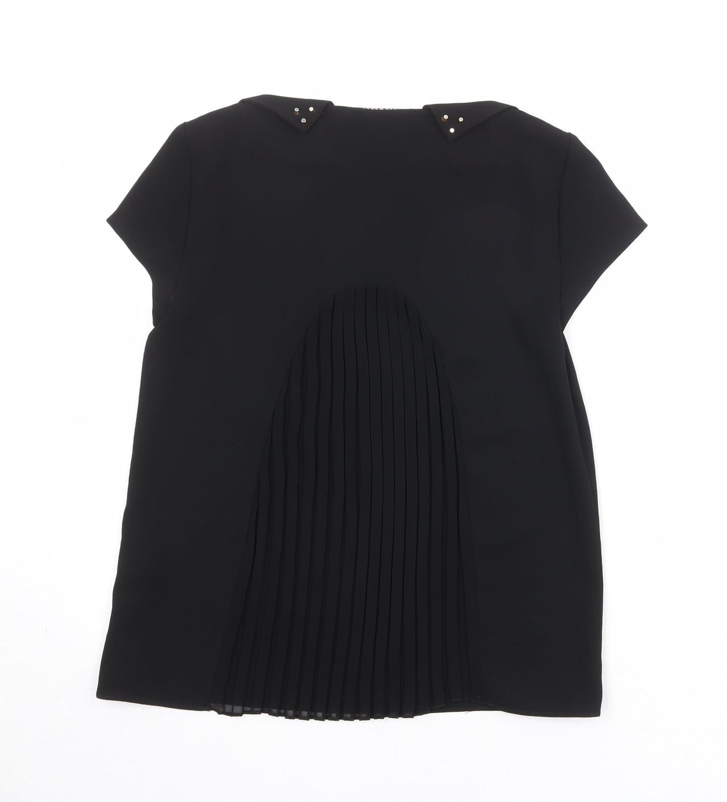 Zara Womens Black Polyester Basic T-Shirt Size M Round Neck