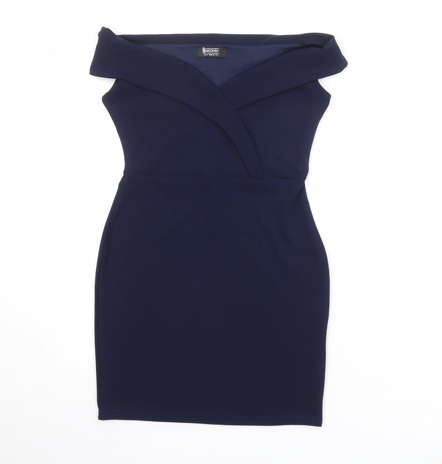Girls On Film Womens Blue Polyester Shift Size 10 Off the Shoulder Pullover