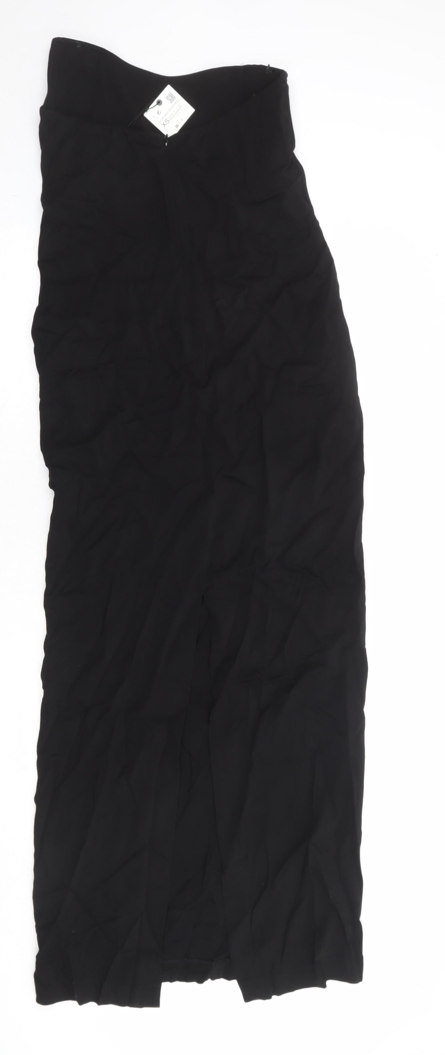 Zara Womens Black Viscose Tank Dress Size XS Round Neck Zip