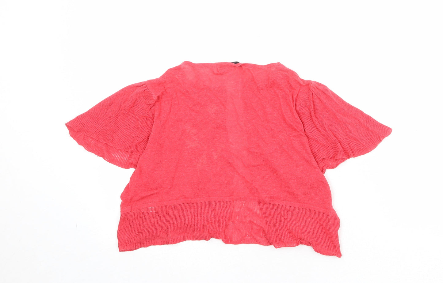 Marks and Spencer Womens Red V-Neck Linen Shrug Jumper Size 14