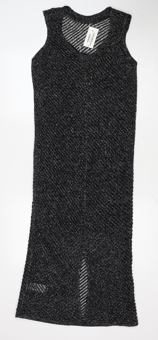 Marks and Spencer Womens Black Cotton Bodycon Size S Round Neck Pullover