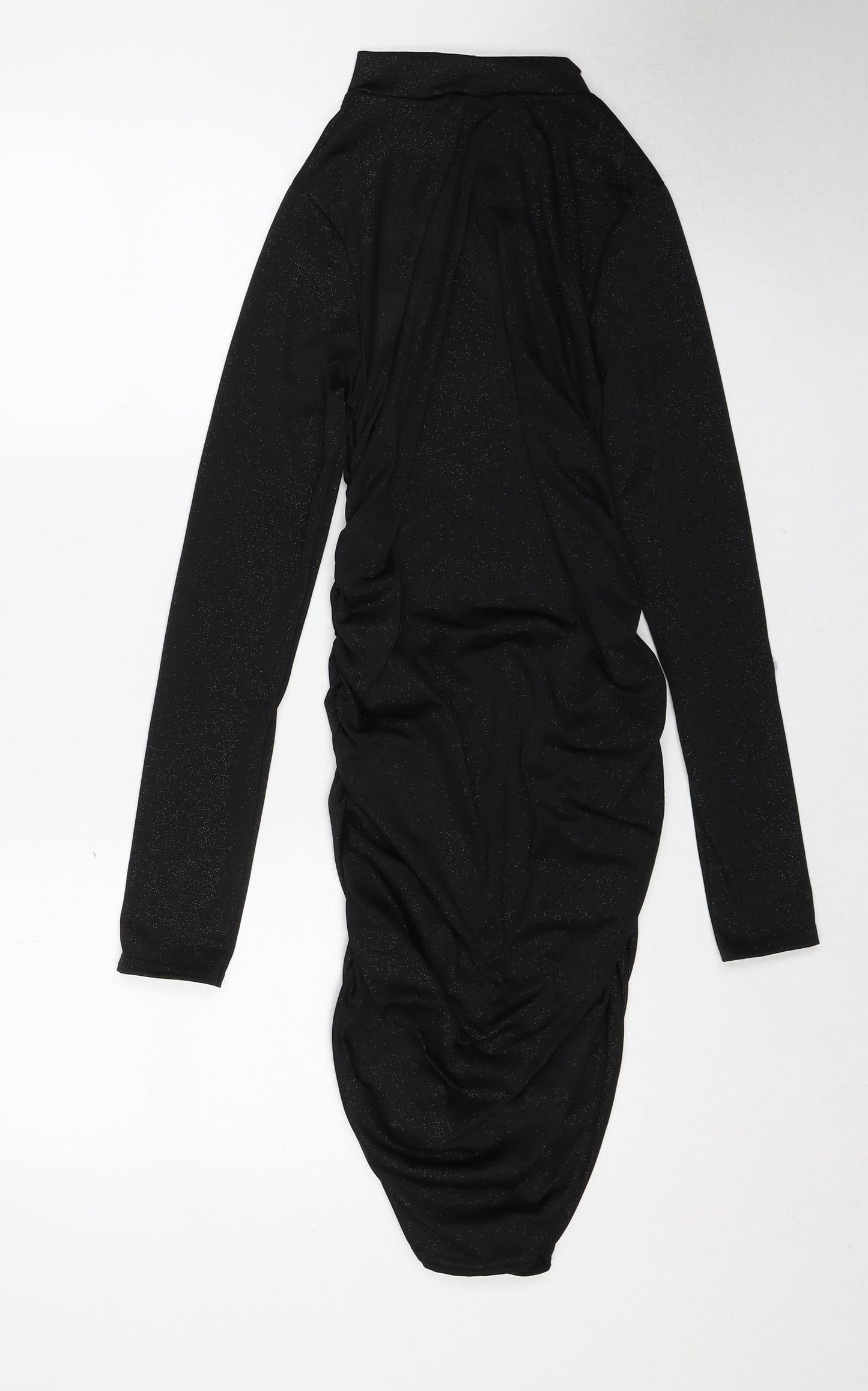 I SAW IT FIRST Womens Black Polyester Bodycon Size 10 Boat Neck Pullover