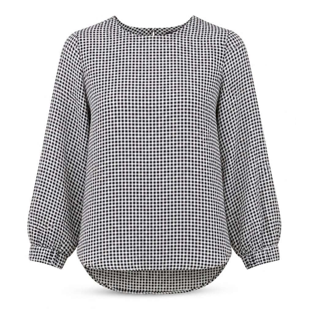 Marks and Spencer Womens Black Geometric Polyester Basic Blouse Size 10 Round Neck
