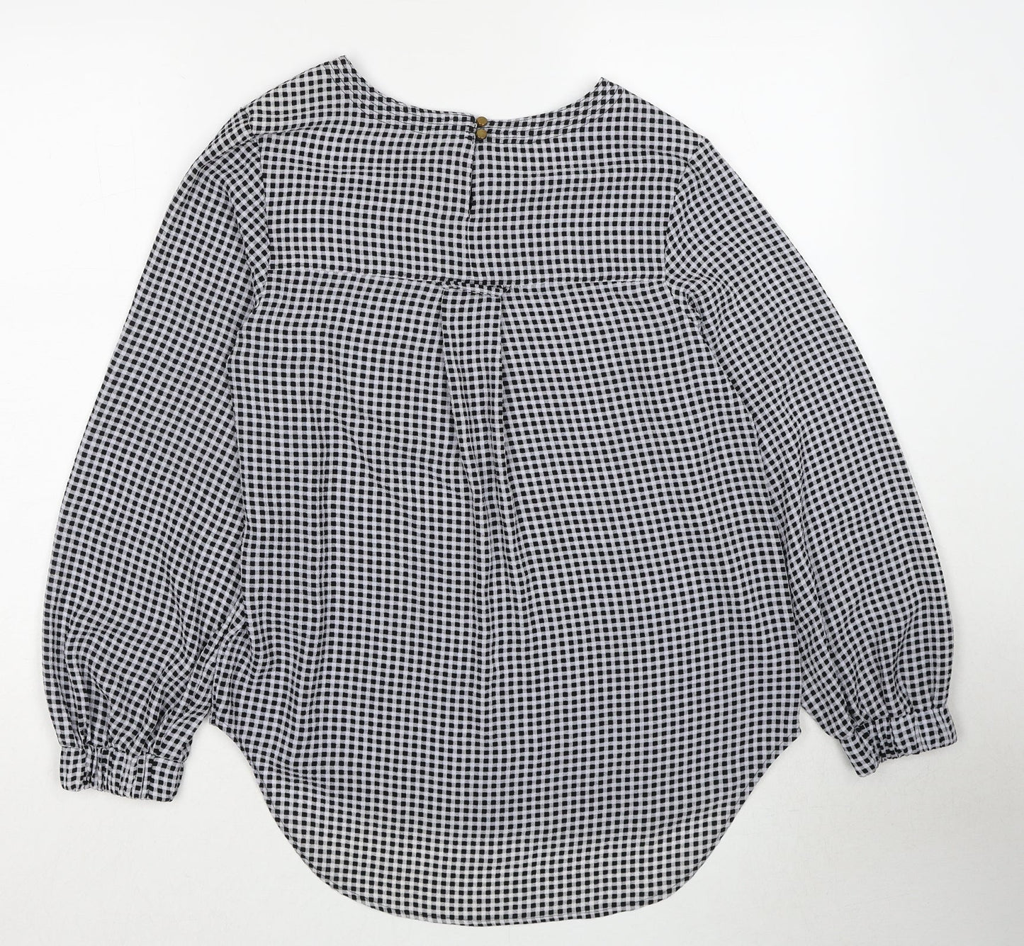 Marks and Spencer Womens Black Geometric Polyester Basic Blouse Size 10 Round Neck