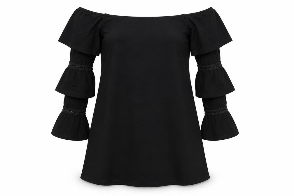 ASOS Womens Black Viscose A-Line Size 8 Off the Shoulder Pullover