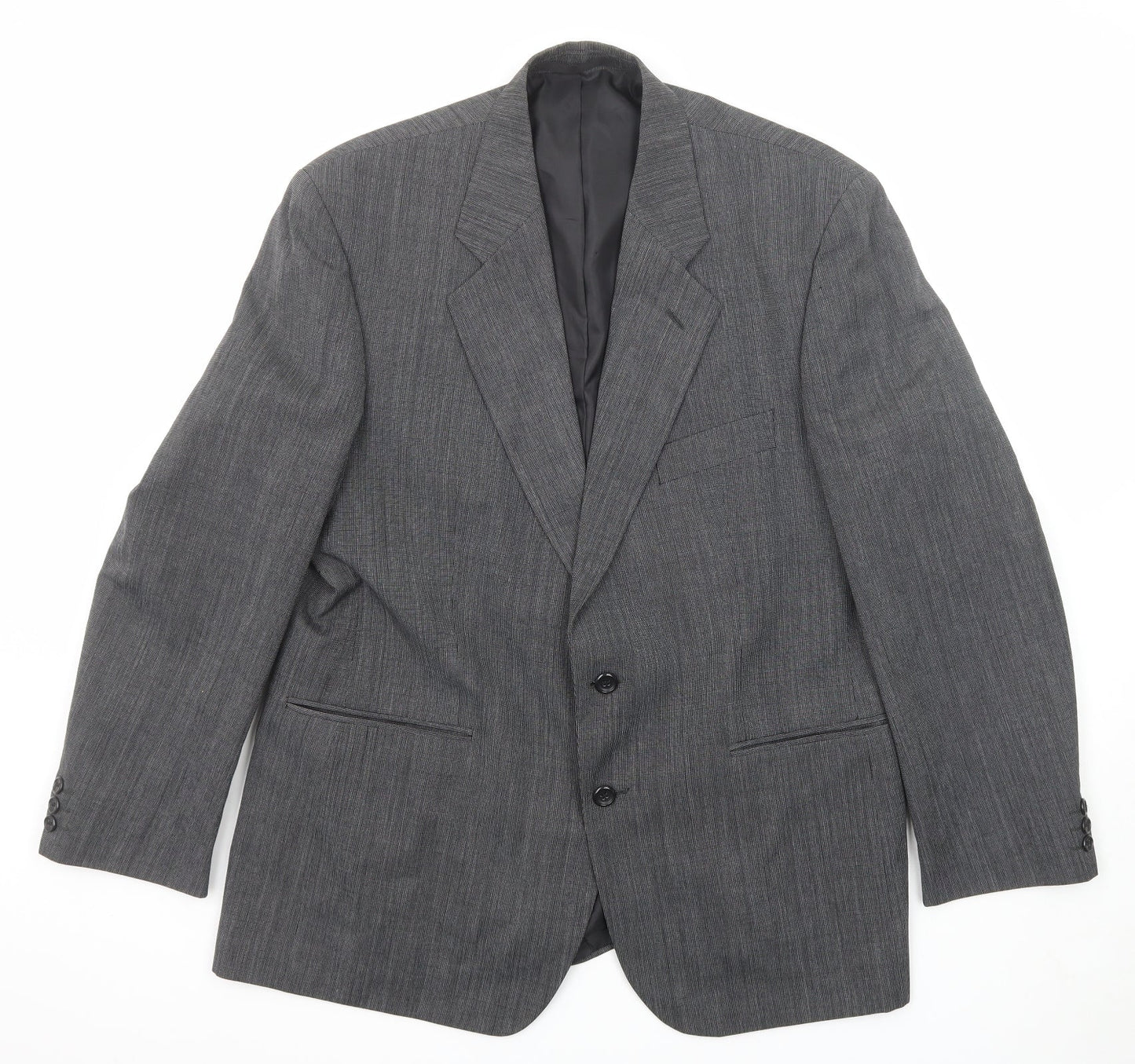 Pinstripe Mens Grey Polyester Jacket Suit Jacket Size 44 Regular