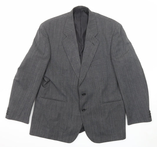 Pinstripe Mens Grey Polyester Jacket Suit Jacket Size 44 Regular